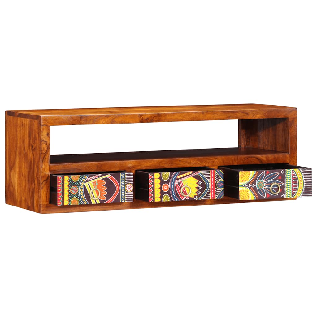 vidaXL Wall-mounted TV Cabinet Multicolour 90x30x30 Solid Wood Acacia