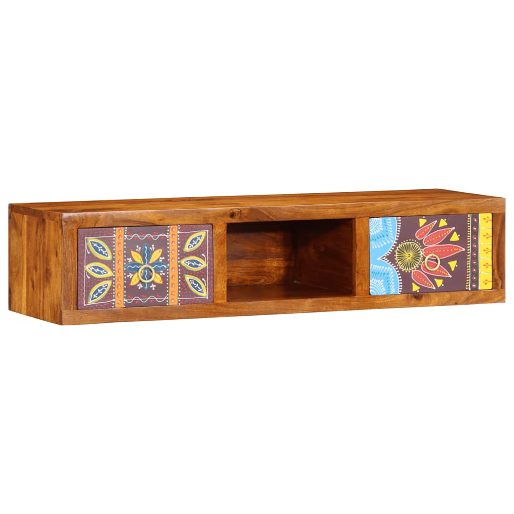 vidaXL Wall-mounted TV Cabinet Multicolour 100x30x22 Solid Wood Acacia