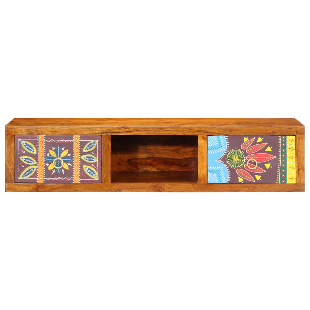 vidaXL Wall-mounted TV Cabinet Multicolour 100x30x22 Solid Wood Acacia