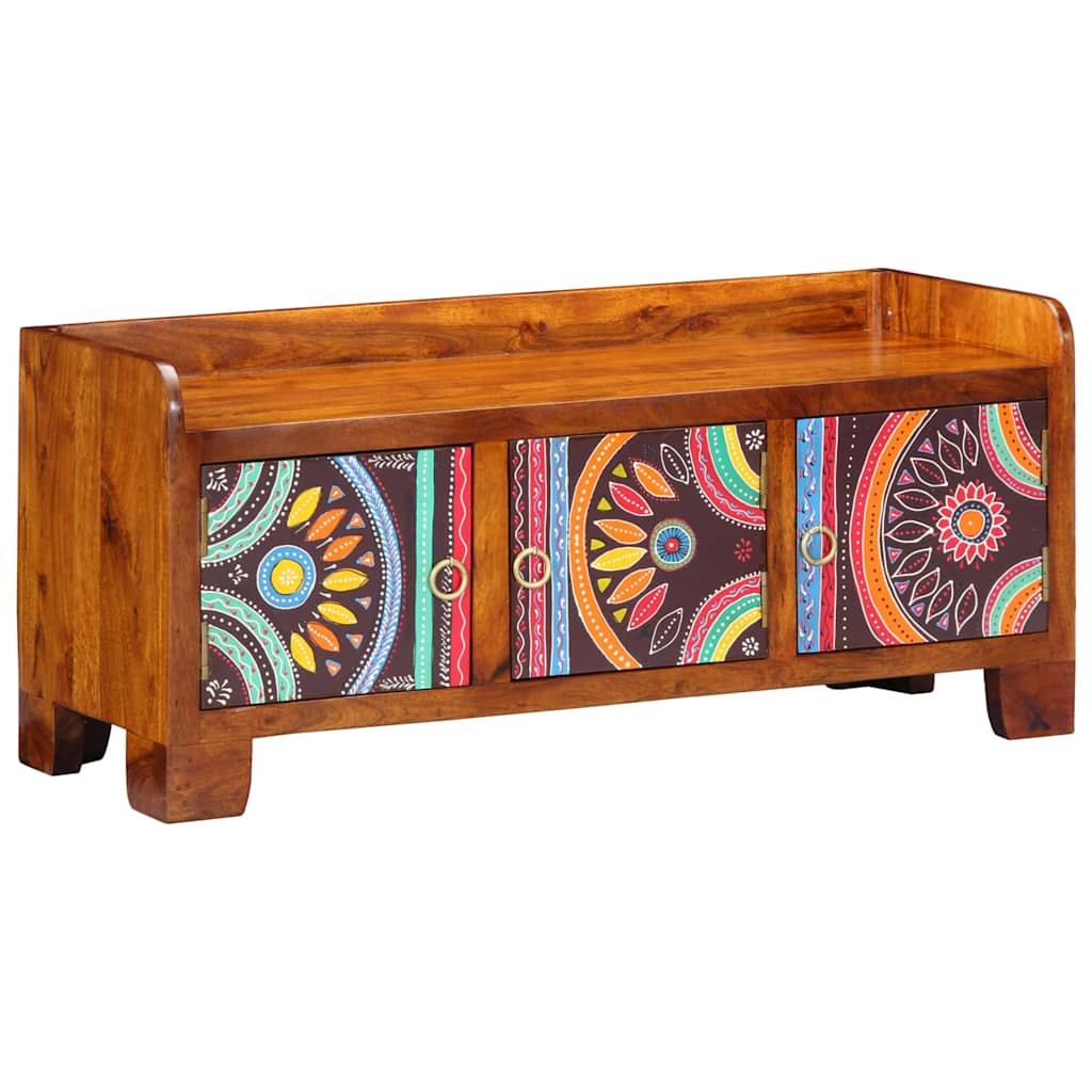 vidaXL Shoe Cabinet Multicolour 90 x 35 x 40 cm Solid Acacia Wood