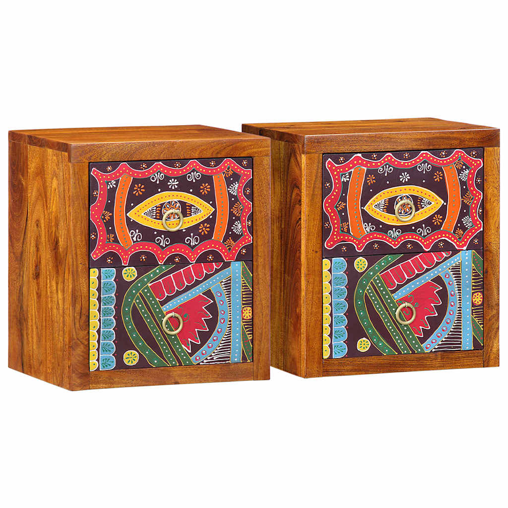 vidaXL Bedside Cabinet 2 pcs Brown 35 x 30 x 40 cm Solid Acacia Wood
