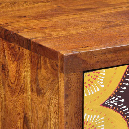 vidaXL Floral End Table with Drawer with Storage Brown 40 x 35 x 75 cm