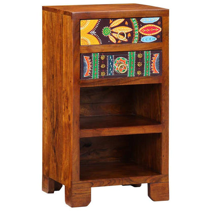 vidaXL Floral End Table with Drawer with Storage Brown 40 x 35 x 75 cm