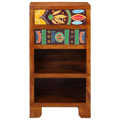 vidaXL Floral End Table with Drawer with Storage Brown 40 x 35 x 75 cm