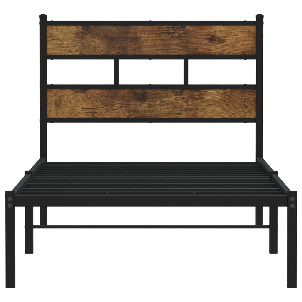 vidaXL Metal Bed Frame without Mattress Smoked Oak 80x200 cm