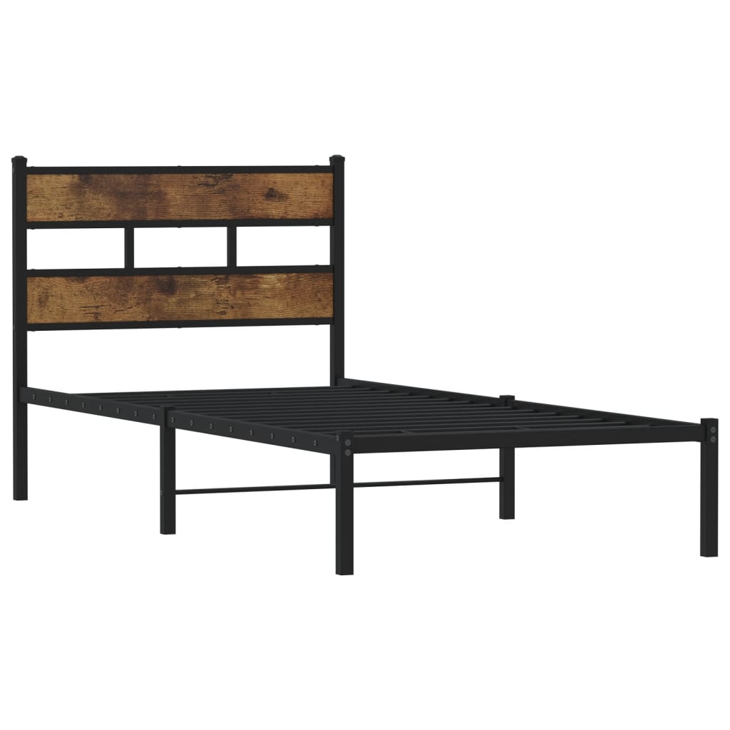 vidaXL Metal Bed Frame without Mattress Smoked Oak 100x200 cm