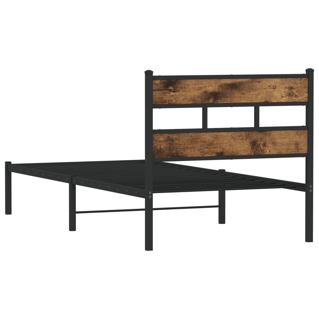vidaXL Metal Bed Frame without Mattress Smoked Oak 100x200 cm