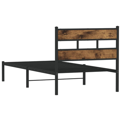 vidaXL Metal Bed Frame without Mattress Smoked Oak 100x200 cm