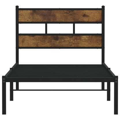 vidaXL Metal Bed Frame without Mattress Smoked Oak 107x203 cm