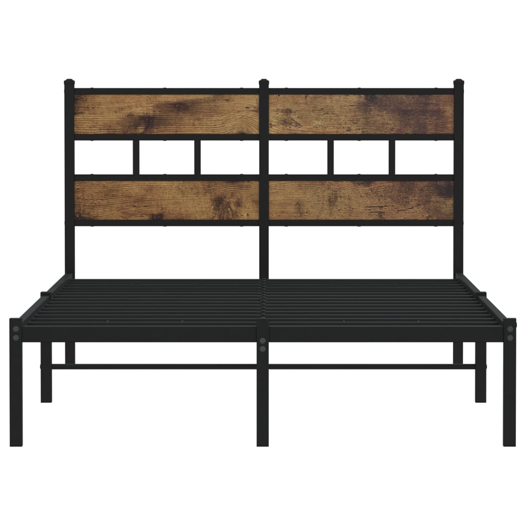 vidaXL Metal Bed Frame without Mattress Smoked Oak 120x190 cm Small Double