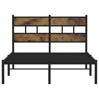 vidaXL Metal Bed Frame without Mattress Smoked Oak 120x190 cm Small Double