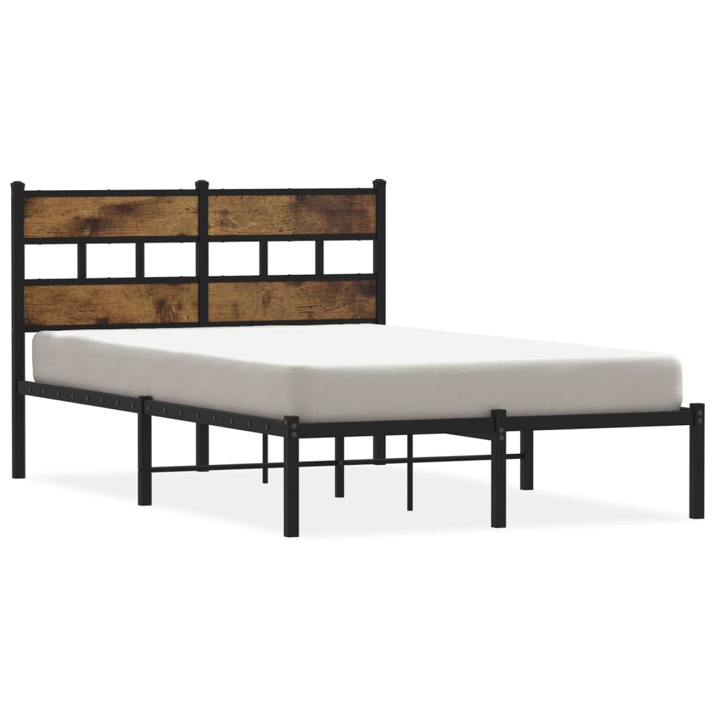 vidaXL Metal Bed Frame without Mattress Smoked Oak 120x200 cm