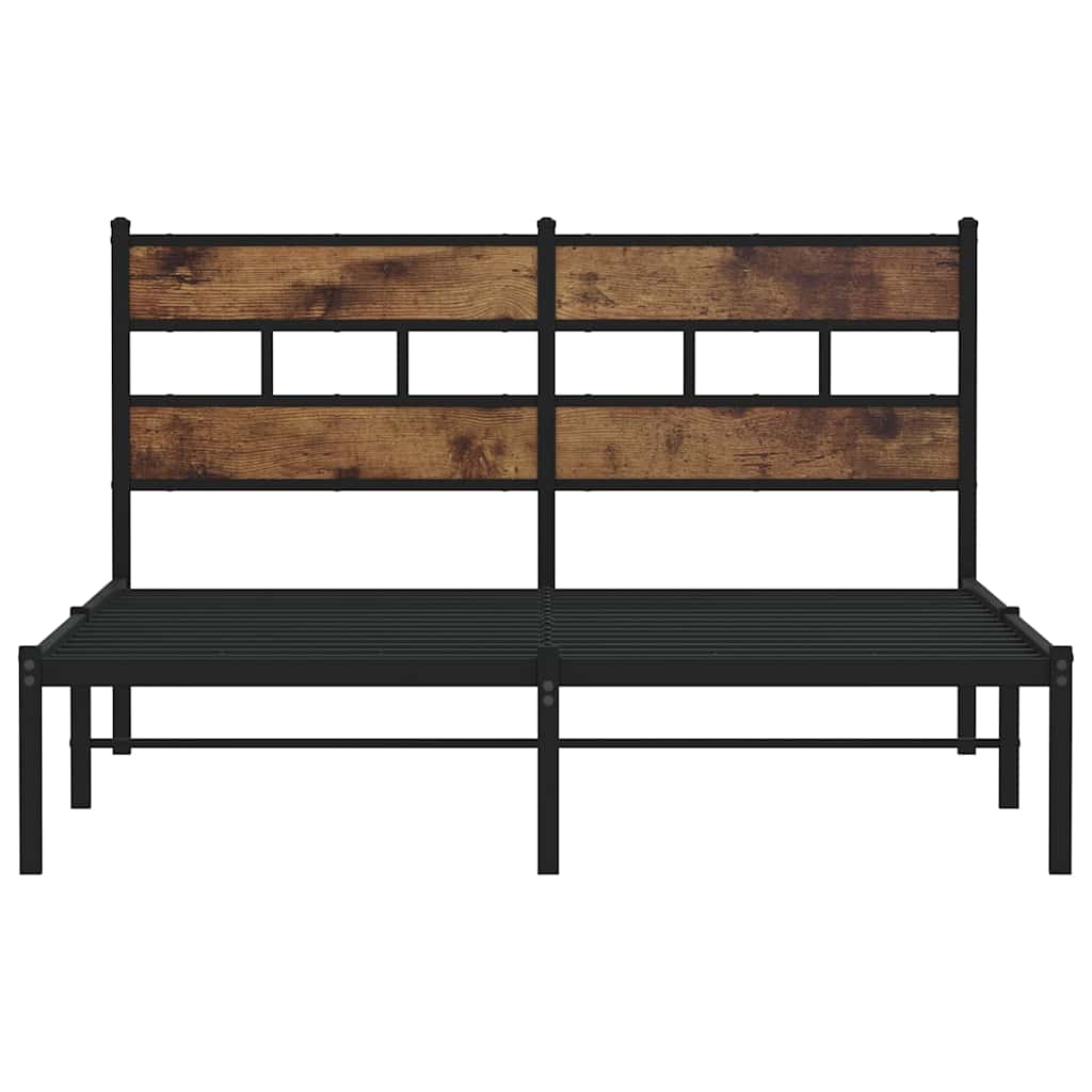 vidaXL Metal Bed Frame without Mattress Smoked Oak 135x190 cm Double
