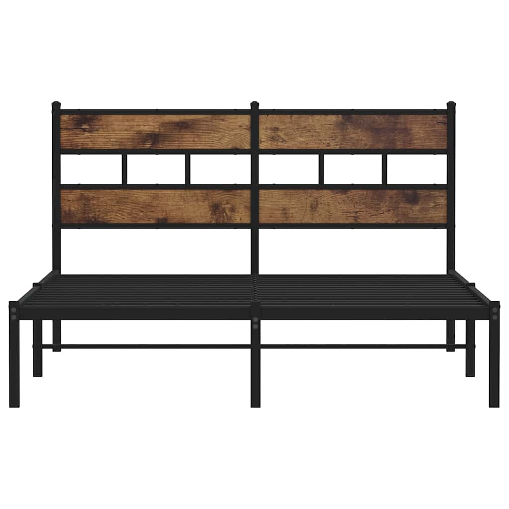 vidaXL Metal Bed Frame without Mattress Smoked Oak 150x200 cm King Size