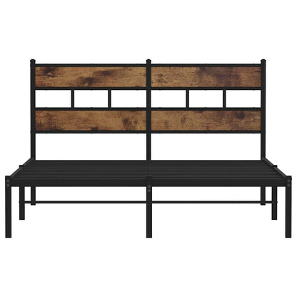 vidaXL Metal Bed Frame without Mattress Smoked Oak 150x200 cm King Size