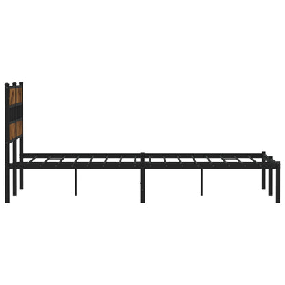 vidaXL Metal Bed Frame without Mattress Smoked Oak 160x200 cm