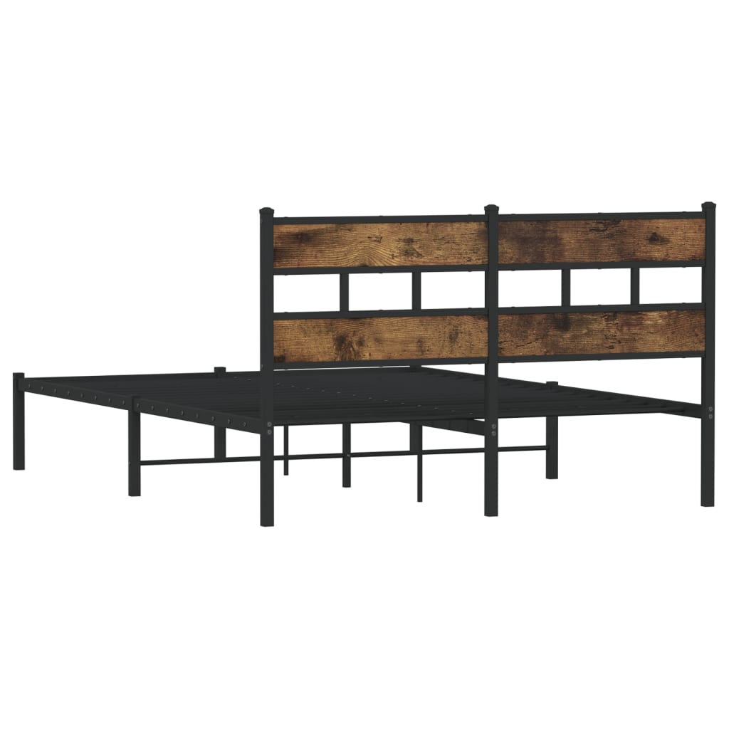 vidaXL Metal Bed Frame without Mattress Smoked Oak 160x200 cm