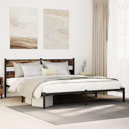vidaXL Metal Bed Frame without Mattress Smoked Oak 180x200 cm