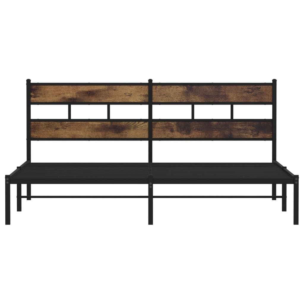 vidaXL Metal Bed Frame without Mattress Smoked Oak 183x213 cm