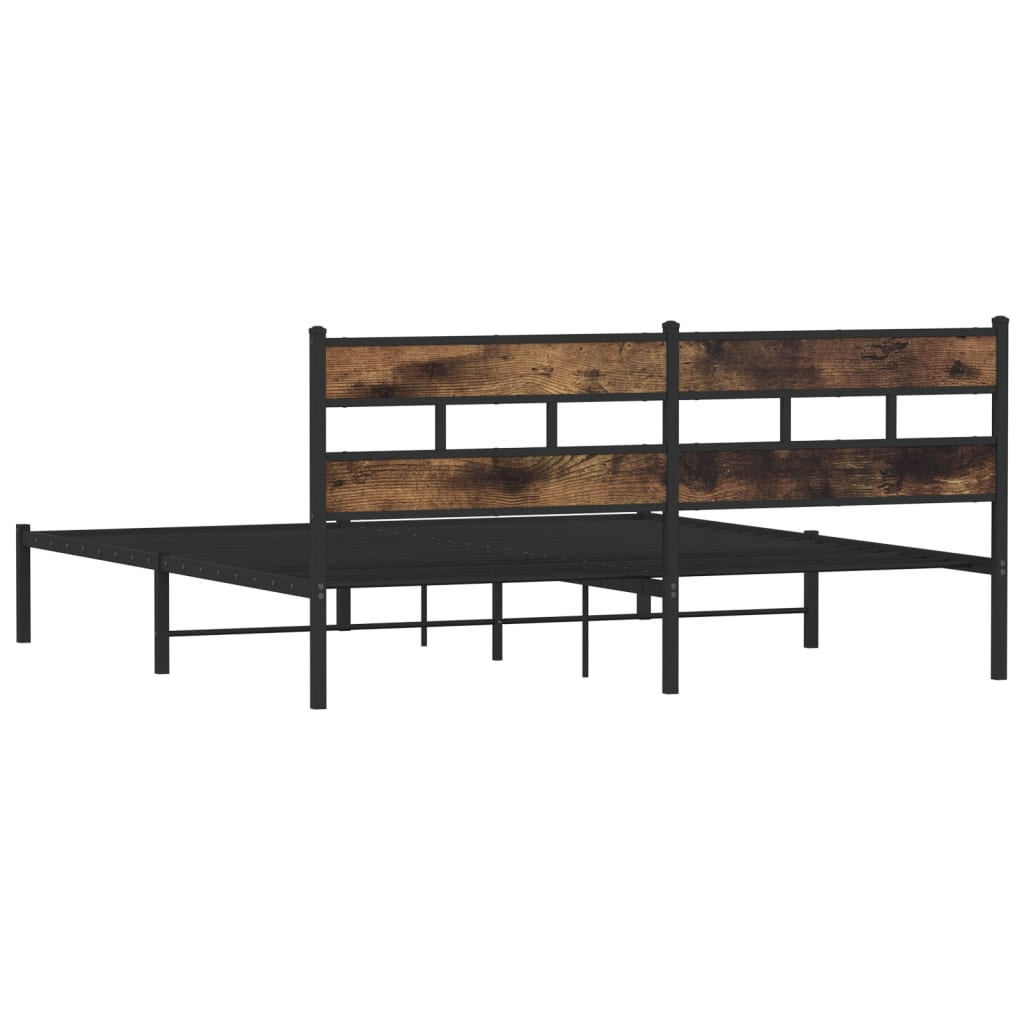 vidaXL Metal Bed Frame without Mattress Smoked Oak 183x213 cm