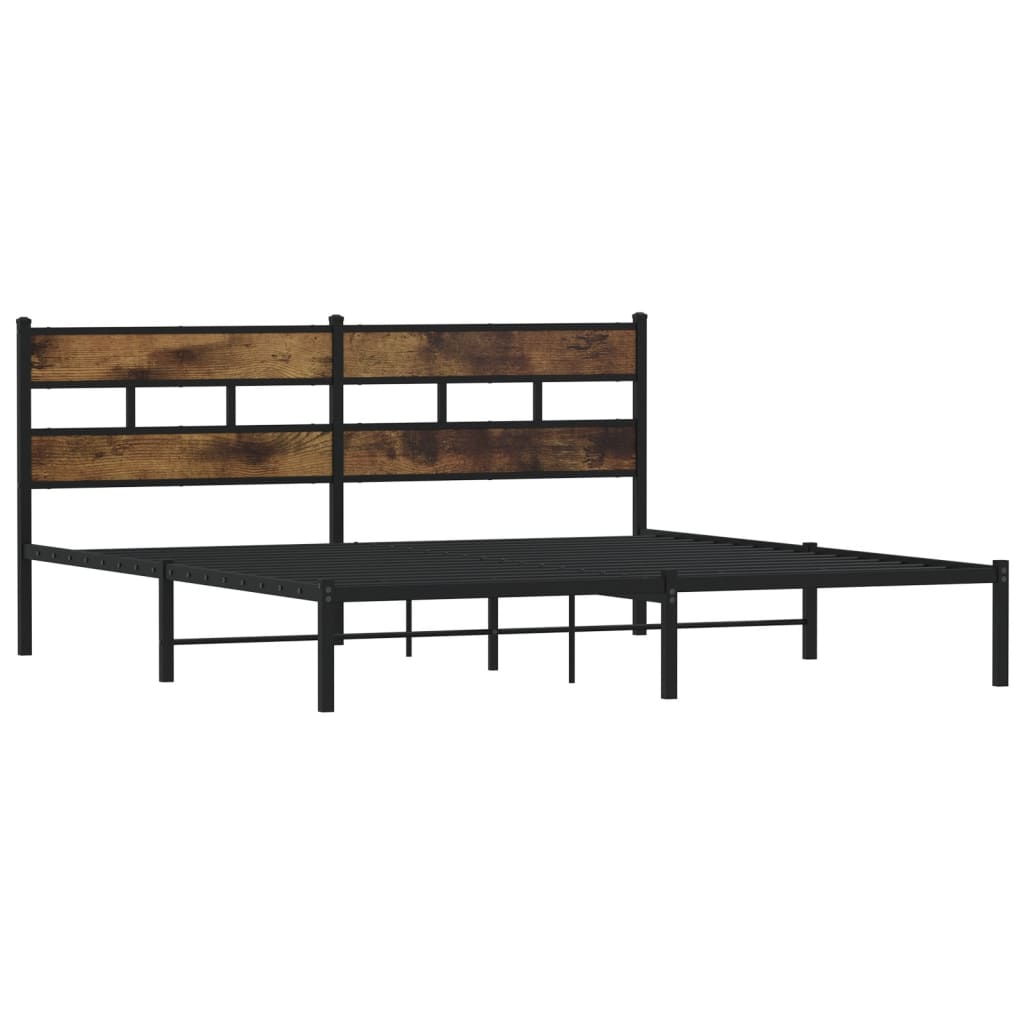 vidaXL Metal Bed Frame without Mattress Smoked Oak 193x203 cm