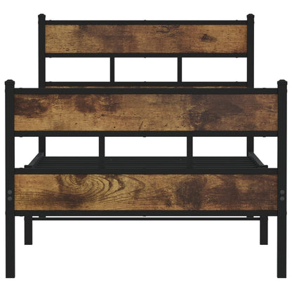 vidaXL Metal Bed Frame without Mattress Smoked Oak 90x200 cm