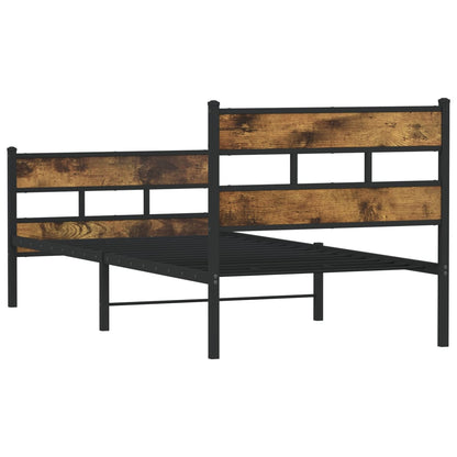 vidaXL Metal Bed Frame without Mattress Smoked Oak 90x200 cm