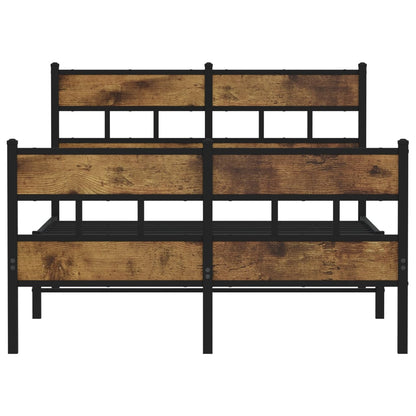 vidaXL Metal Bed Frame without Mattress Smoked Oak 120x190 cm Small Double