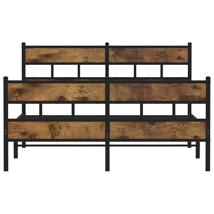 vidaXL Metal Bed Frame without Mattress Smoked Oak 140x190 cm