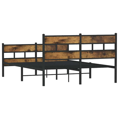 vidaXL Metal Bed Frame without Mattress Smoked Oak 140x190 cm