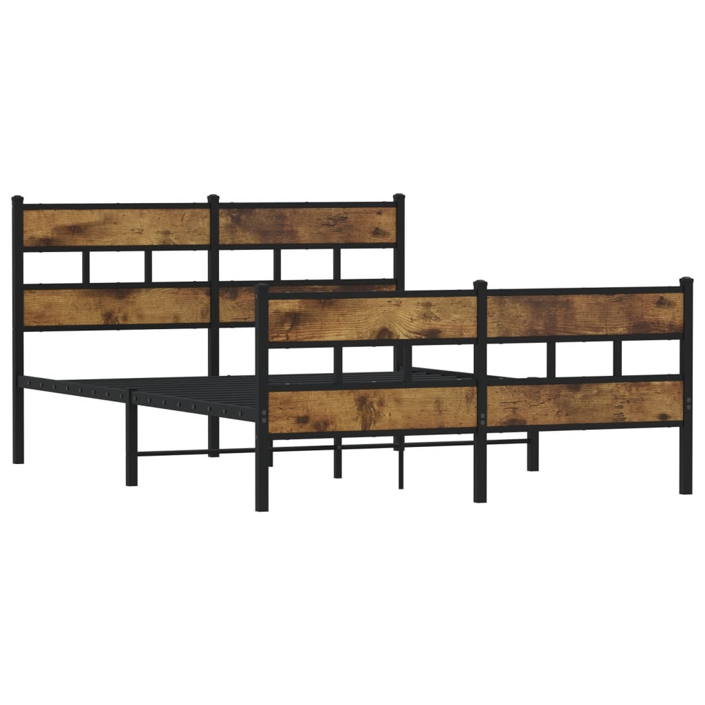 vidaXL Metal Bed Frame without Mattress Smoked Oak 140x200 cm