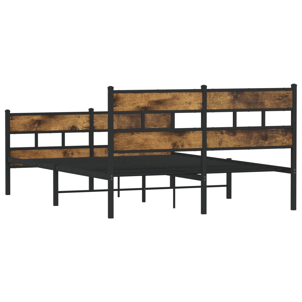 vidaXL Metal Bed Frame without Mattress Smoked Oak 140x200 cm