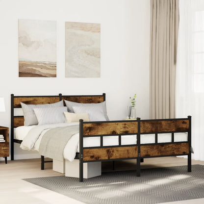 vidaXL Metal Bed Frame without Mattress Smoked Oak 140x200 cm