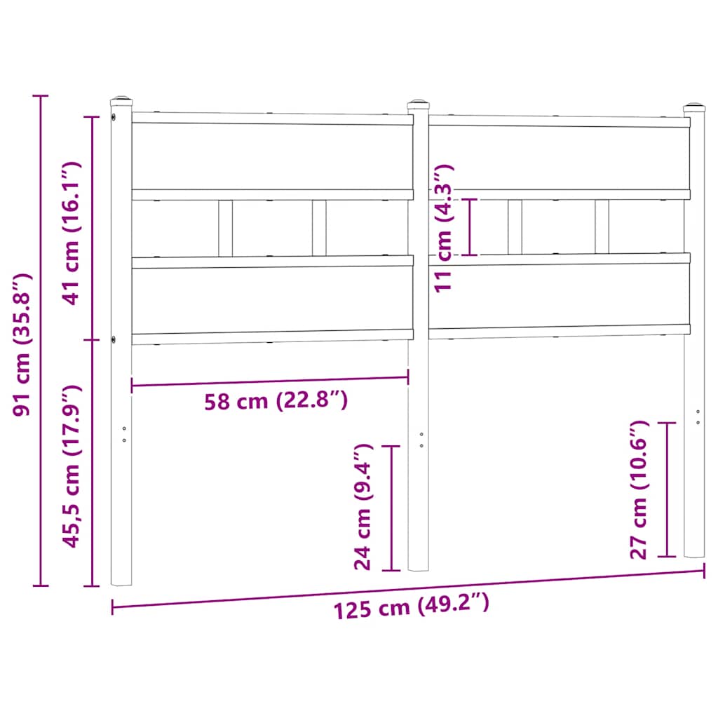 vidaXL Replace Headboard Smoked Oak 120 cm Iron and Engineered Wood