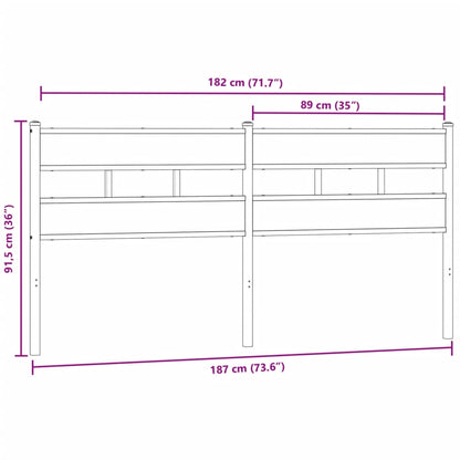 vidaXL Replace Headboard Smoked Oak 180 cm Iron and Engineered Wood