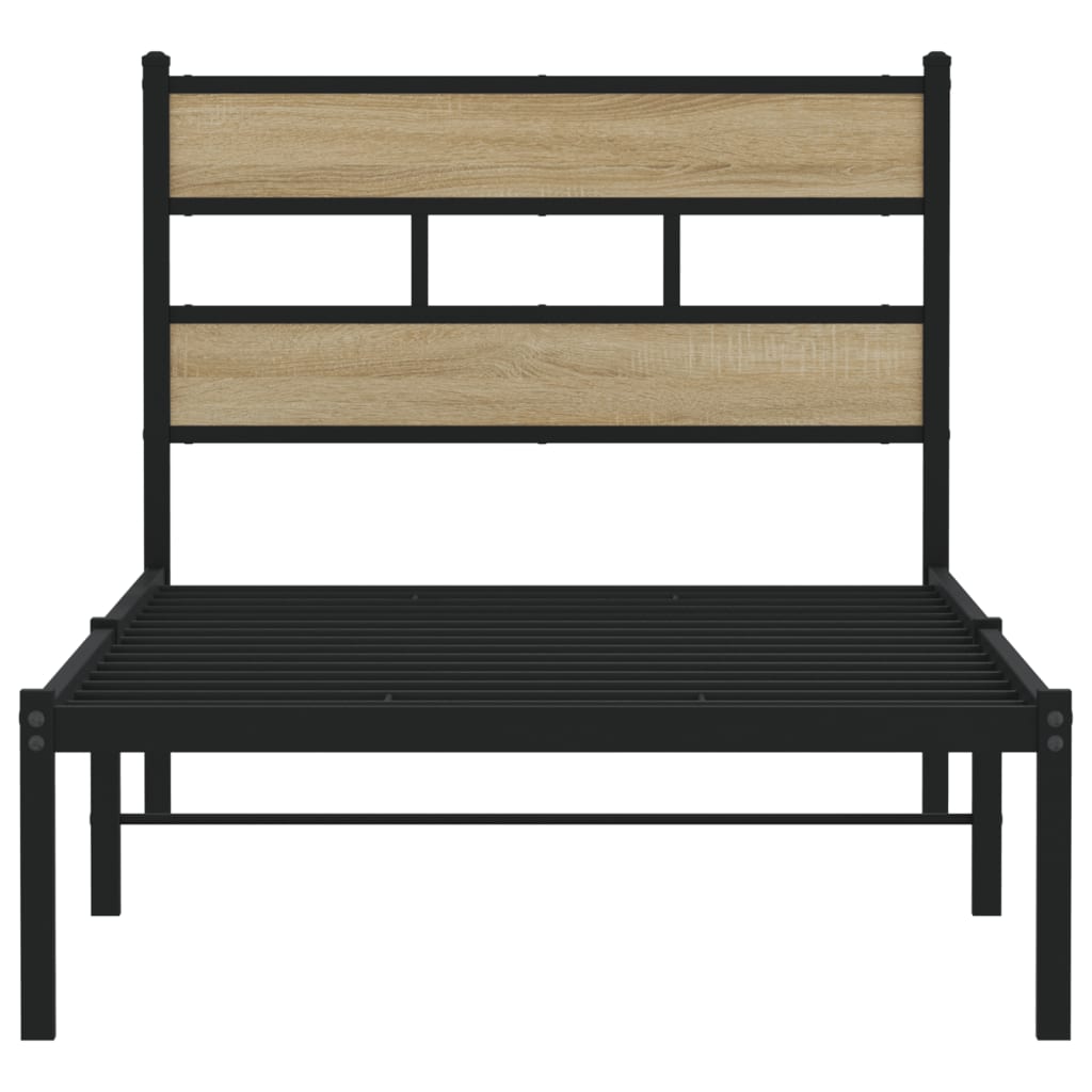 vidaXL Metal Bed Frame without Mattress Sonoma Oak 90x190 cm Single