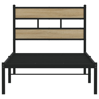 vidaXL Metal Bed Frame without Mattress Sonoma Oak 90x190 cm Single