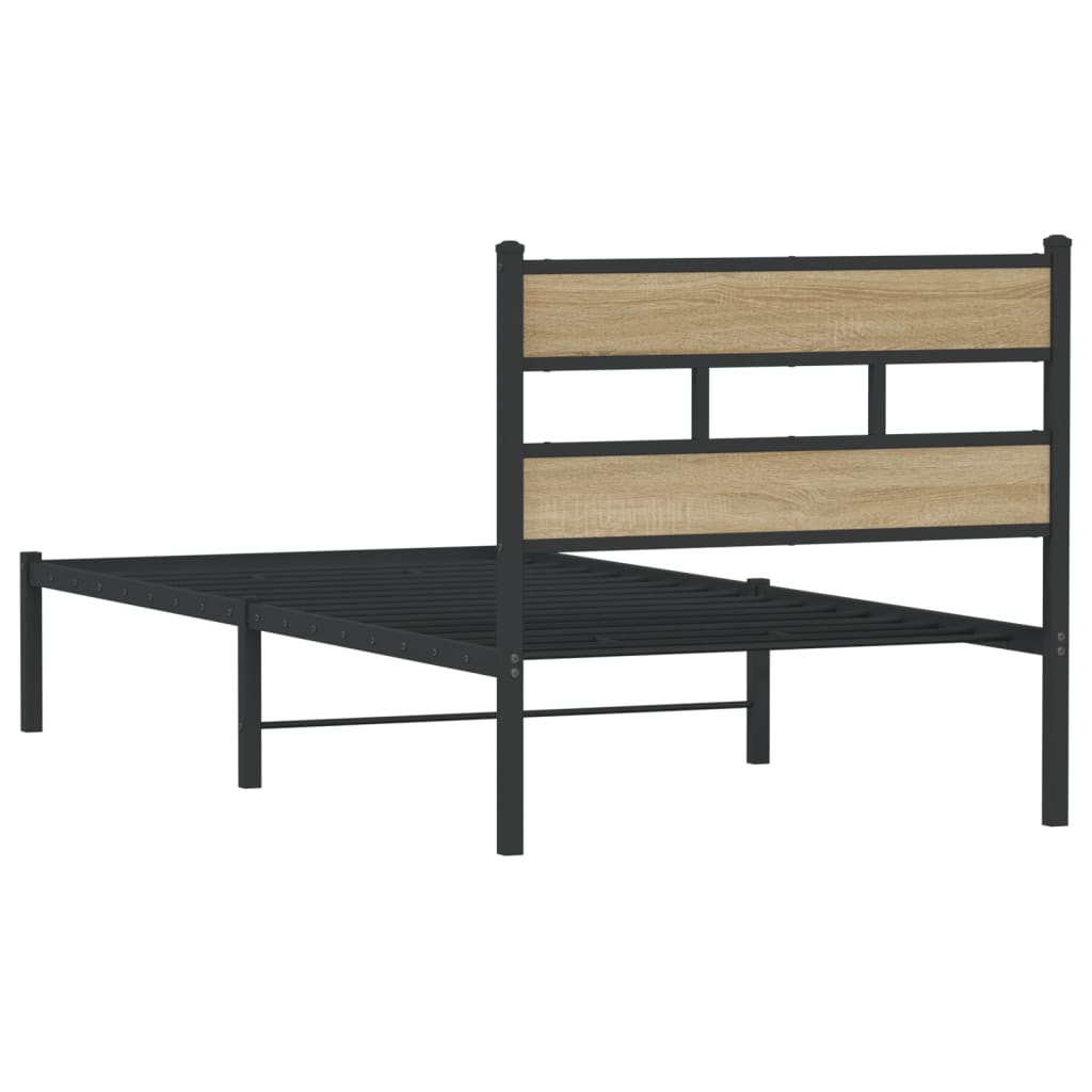 vidaXL Metal Bed Frame without Mattress Sonoma Oak 90x190 cm Single