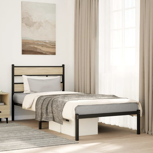 vidaXL Metal Bed Frame without Mattress Sonoma Oak 90x190 cm Single