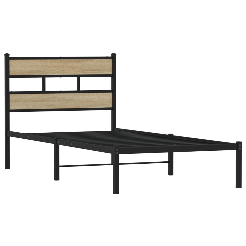 vidaXL Metal Bed Frame without Mattress Sonoma Oak 100x200 cm