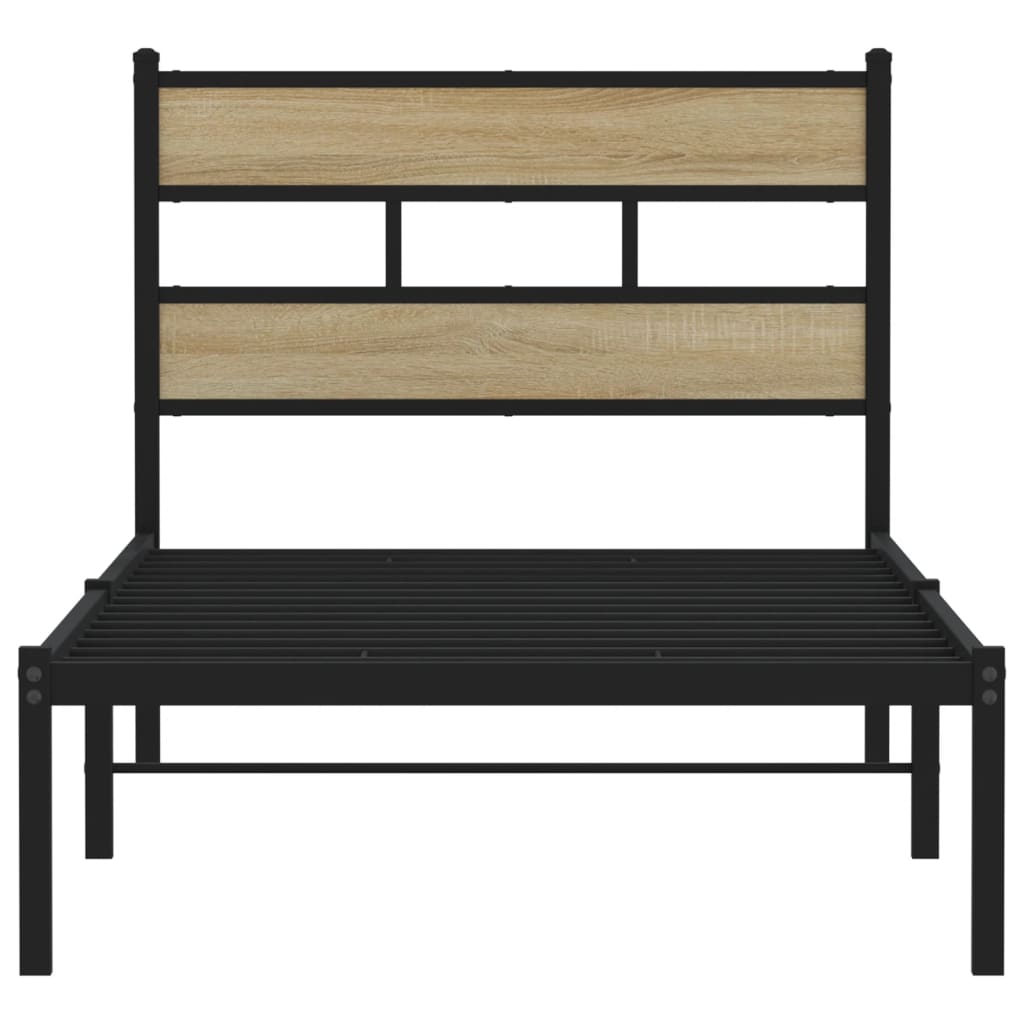 vidaXL Metal Bed Frame without Mattress Sonoma Oak 100x200 cm