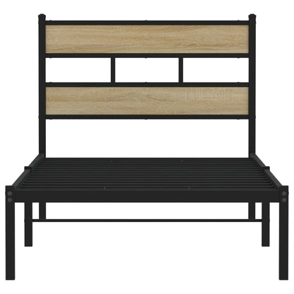 vidaXL Metal Bed Frame without Mattress Sonoma Oak 100x200 cm