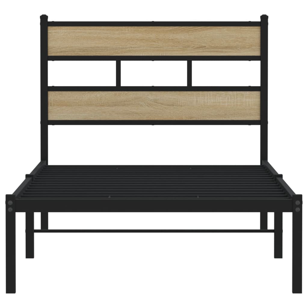 vidaXL Metal Bed Frame without Mattress Sonoma Oak 107x203 cm