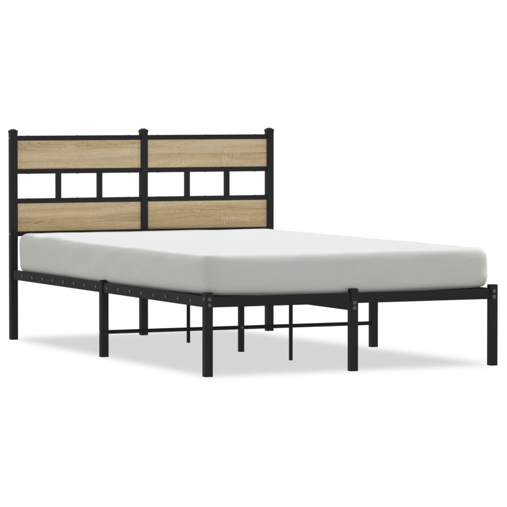 vidaXL Metal Bed Frame without Mattress Sonoma Oak 120x190 cm Small Double