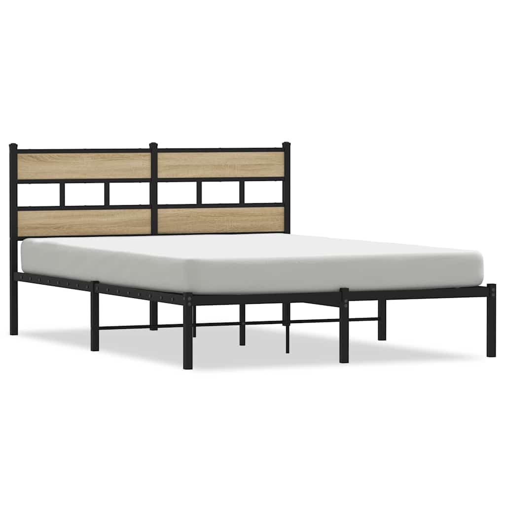 vidaXL Metal Bed Frame without Mattress Sonoma Oak 140x190 cm