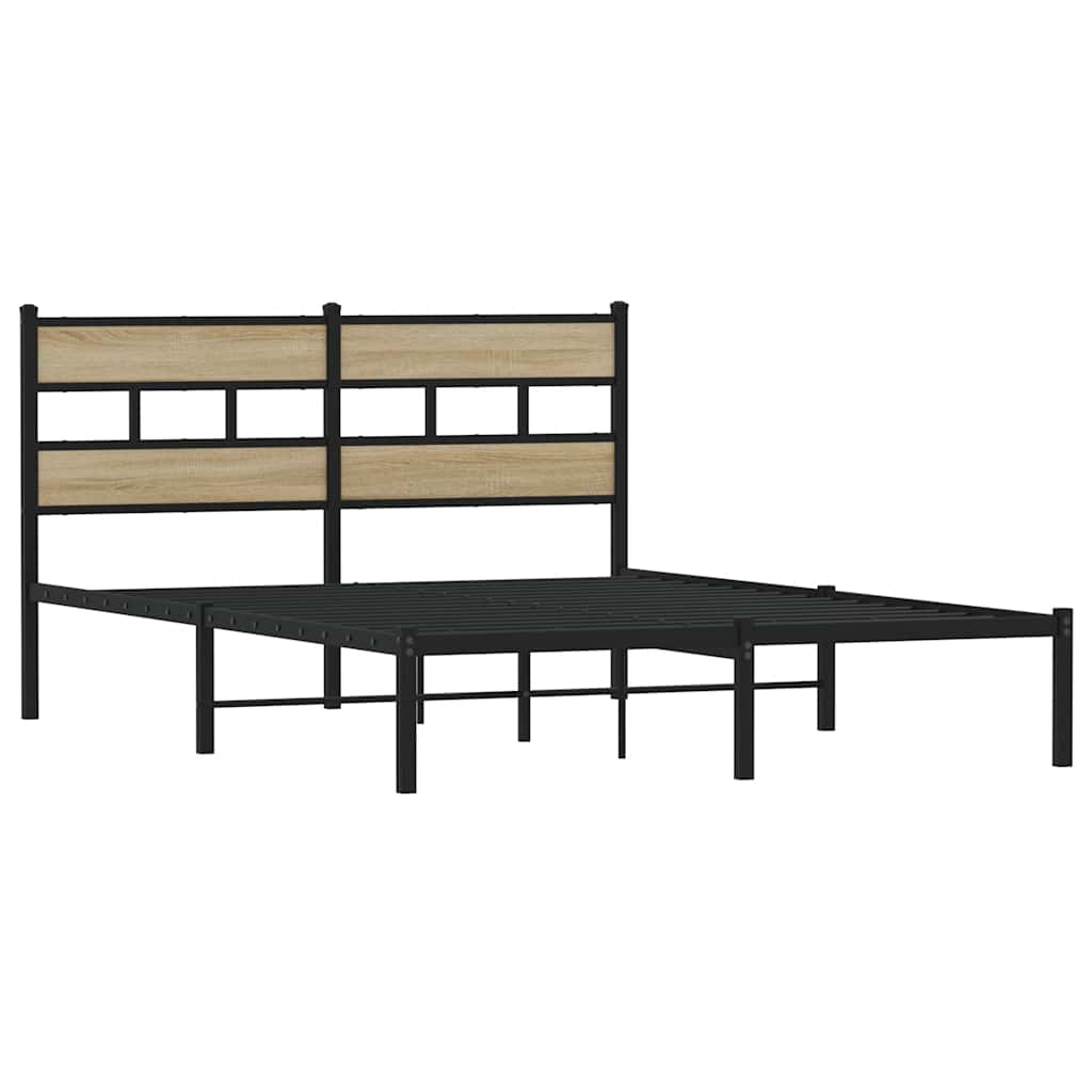 vidaXL Metal Bed Frame without Mattress Sonoma Oak 140x190 cm