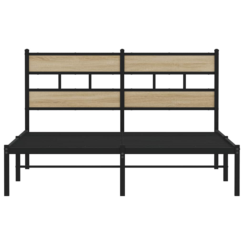vidaXL Metal Bed Frame without Mattress Sonoma Oak 140x190 cm