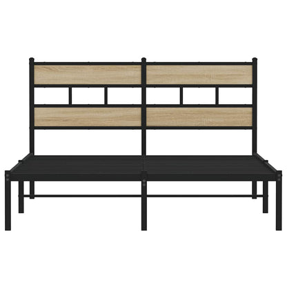 vidaXL Metal Bed Frame without Mattress Sonoma Oak 140x190 cm