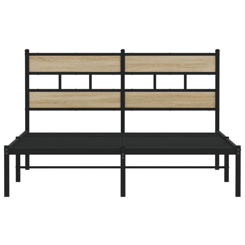 vidaXL Metal Bed Frame without Mattress Sonoma Oak 160x200 cm
