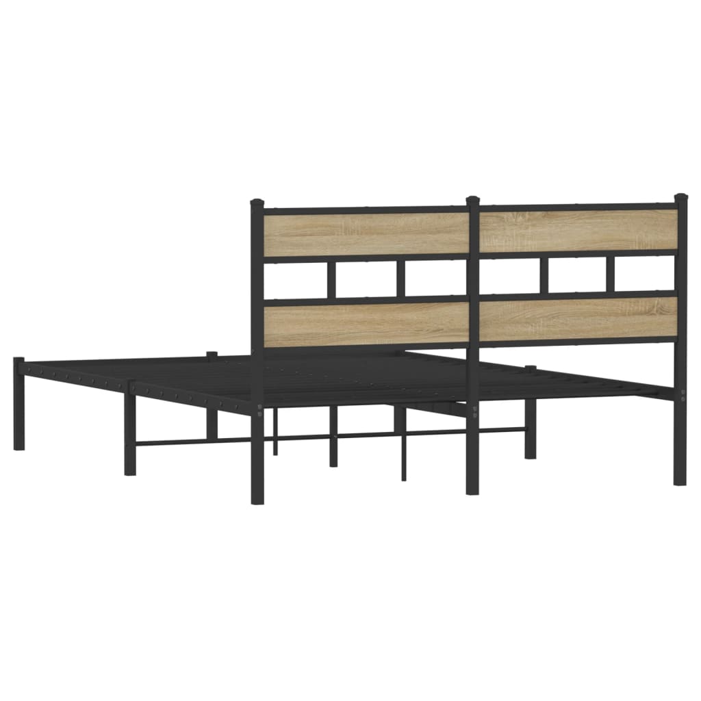 vidaXL Metal Bed Frame without Mattress Sonoma Oak 160x200 cm